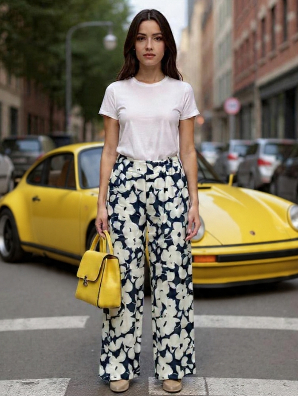 Sz.6🌸UP! Poppy Amalfi Elegant Navy/White Wide-leg Cropped Pant